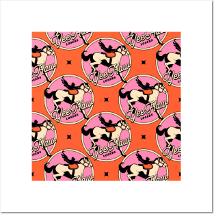 Yee Haw Black Cat Pattern in orange Posters and Art